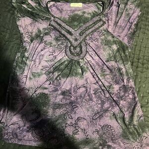 Y2K black and purple dazzled top